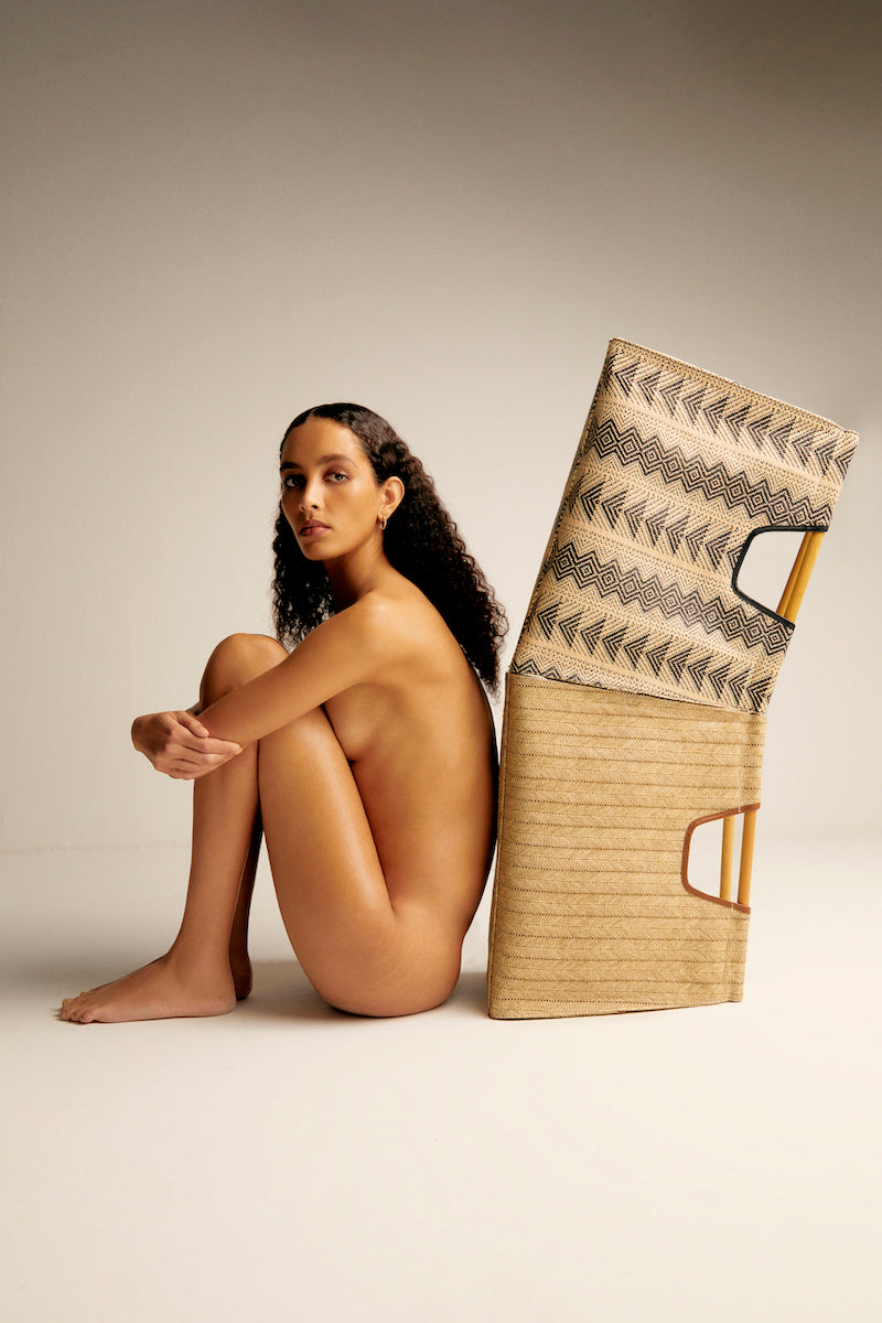 Frida Beach Bag Bej Balıksırtı